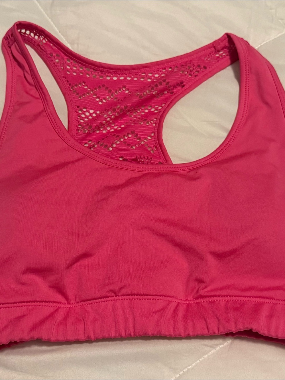 ZYIA Hot Pink Lace-Back Racerback Sports Bra